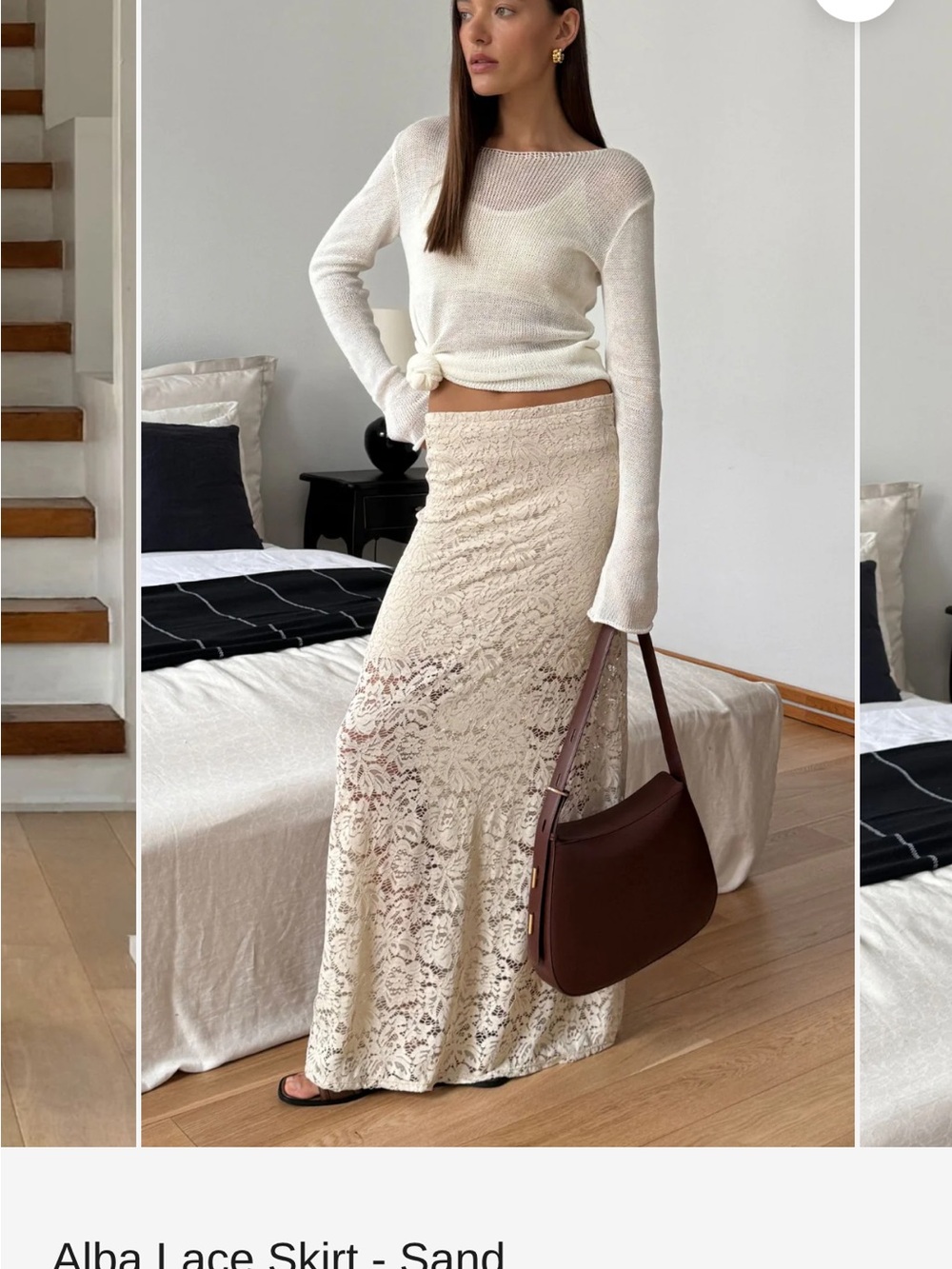 Alba Lace Maxi Skirt in Sand